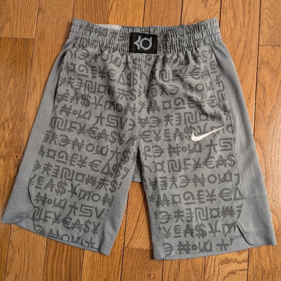 Nike Shorts Boys Medium Gray Kevin Durant Swoosh Logo Athletic - Picture 1 of 6
